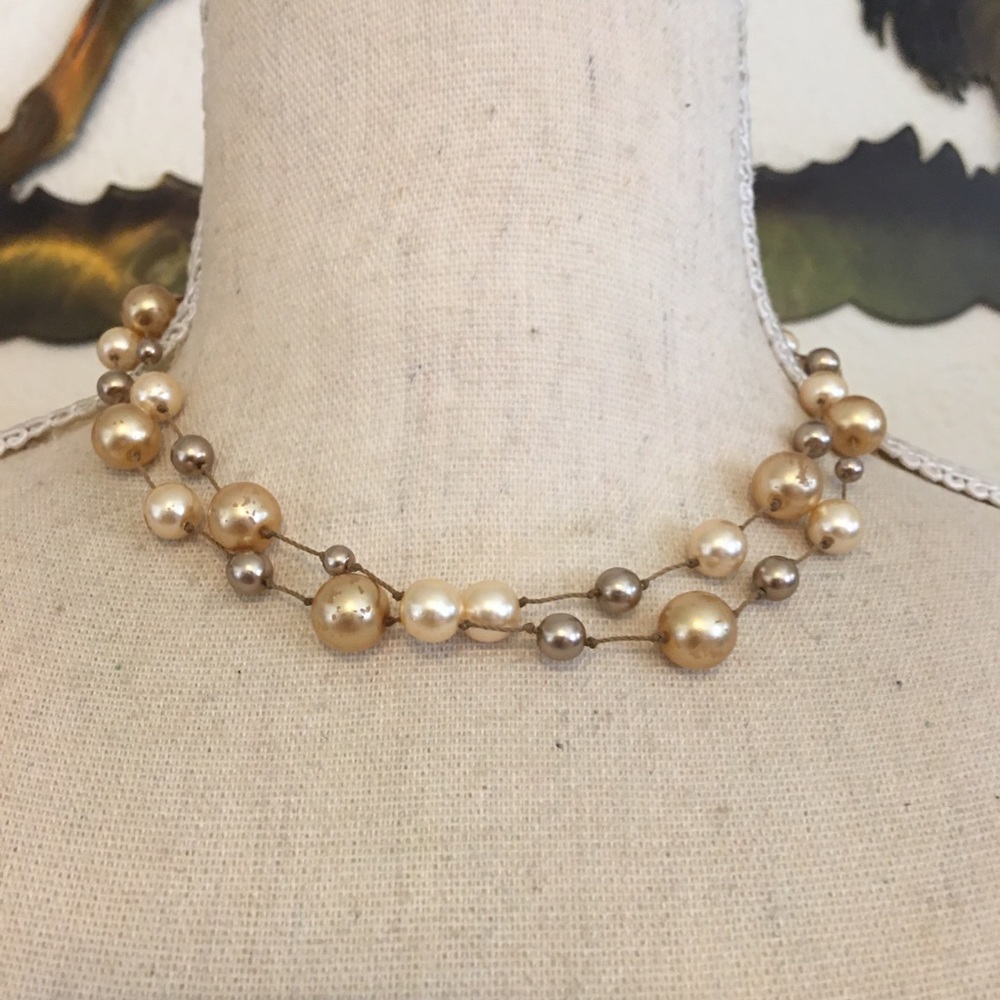 Elegant double strand floating pearl necklace